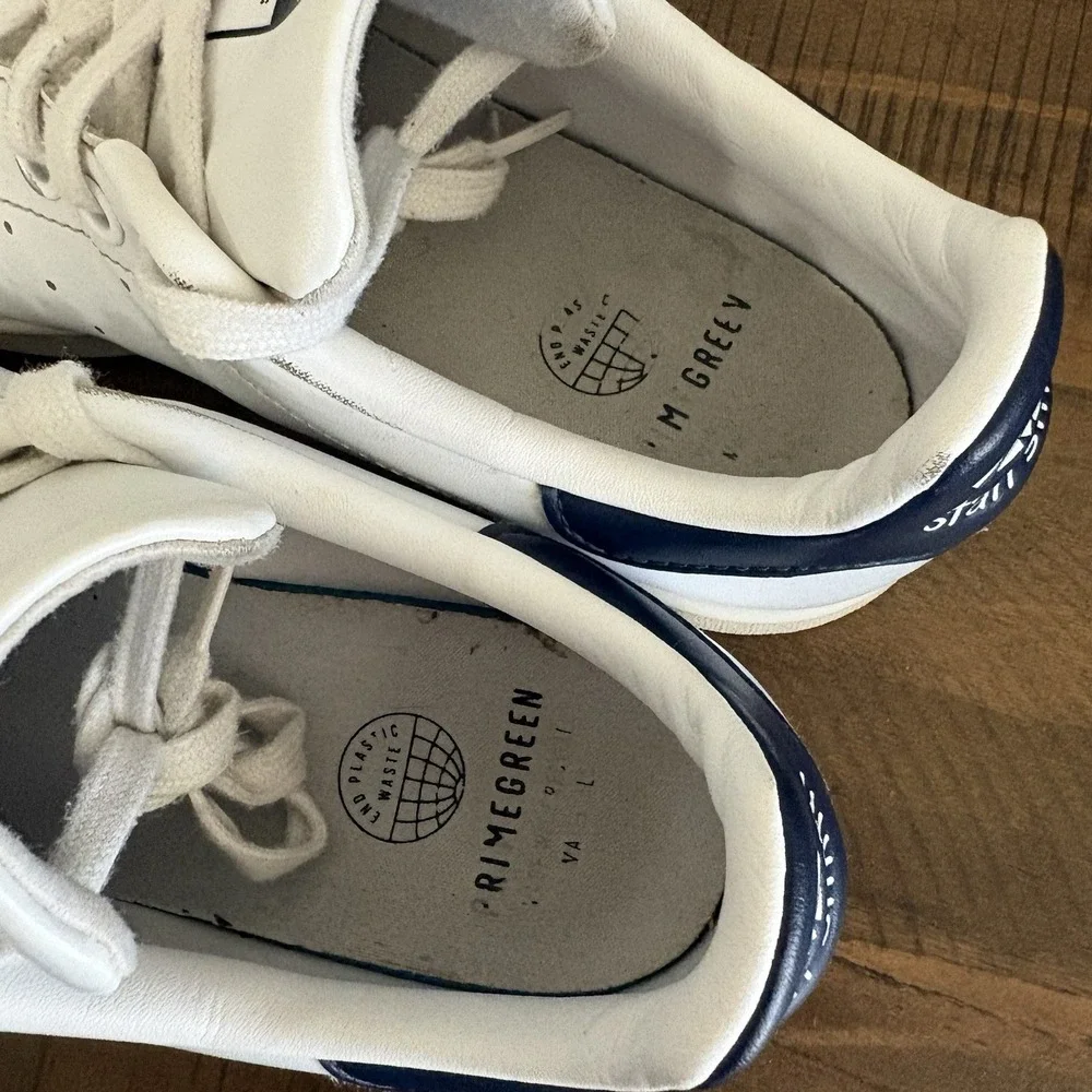 Adidas Stan Smith Men's Shoes Size 8 M20325‎ Core White Blue Sneakers